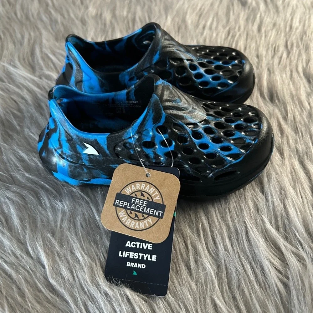 Rugged Shark Sandals Toddler Boys Size 8 Black Blue‎ Water Shoes Lightweight